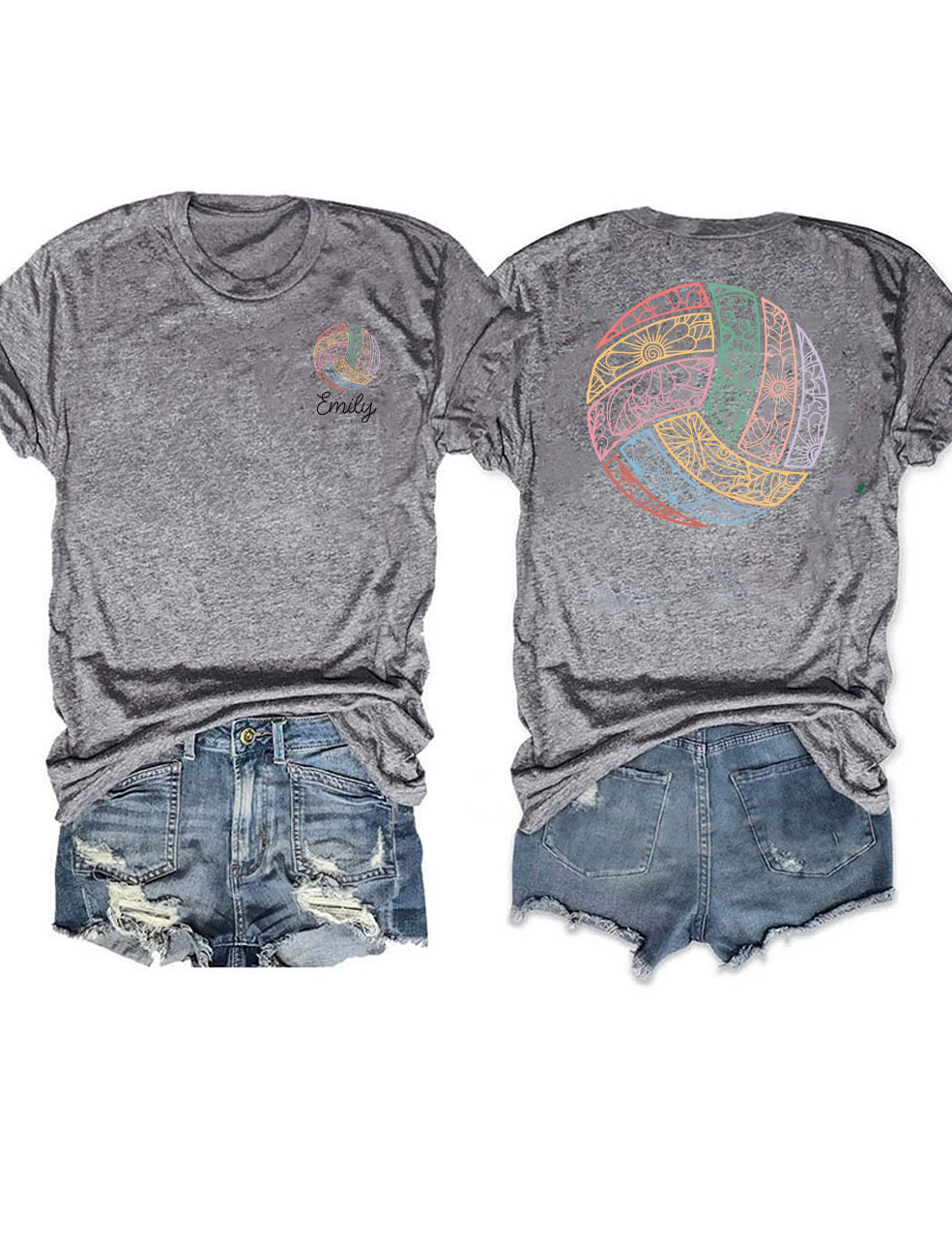 Custom Floral Volleyball  T-shirt