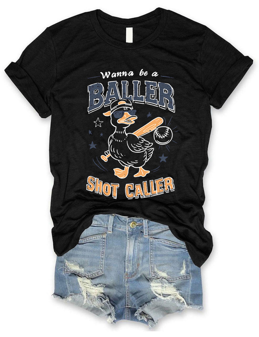 Wanna Be A Baller Shot Caller Funny Baseball T-Shirt
