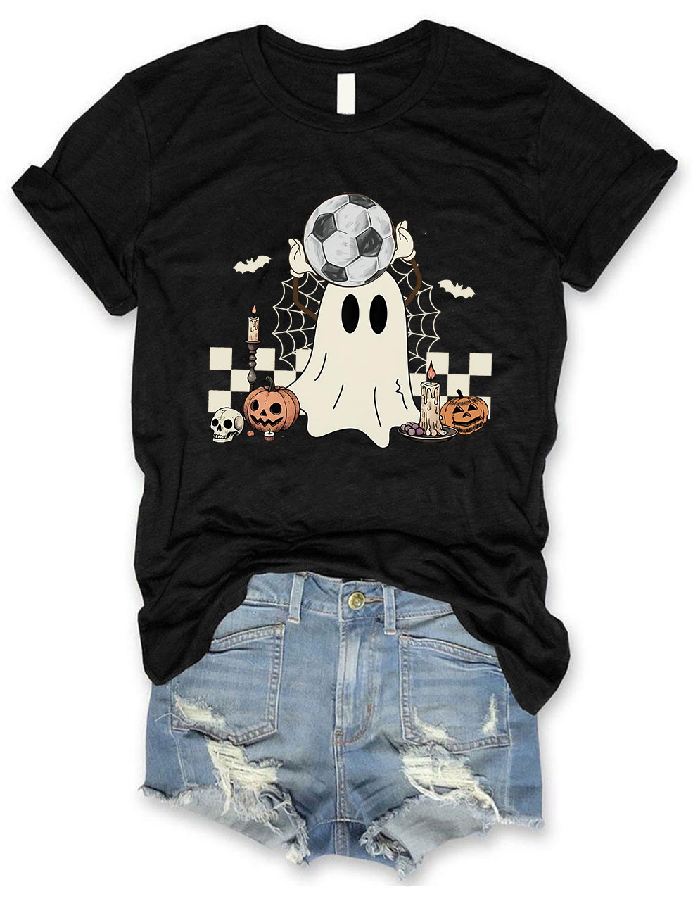 Retro Ghost Soccer Halloween T-Shirt