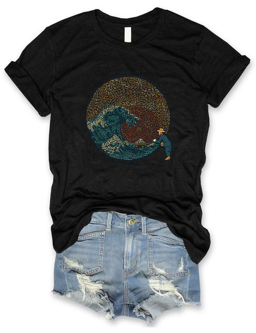 The Great Wave off Van Gogh by Tobe Fonseca Funny T-Shirt