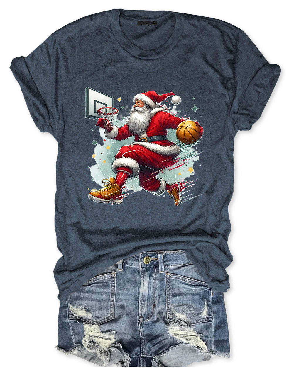 Funny Basketball Santa Merry Christmas T-shirt