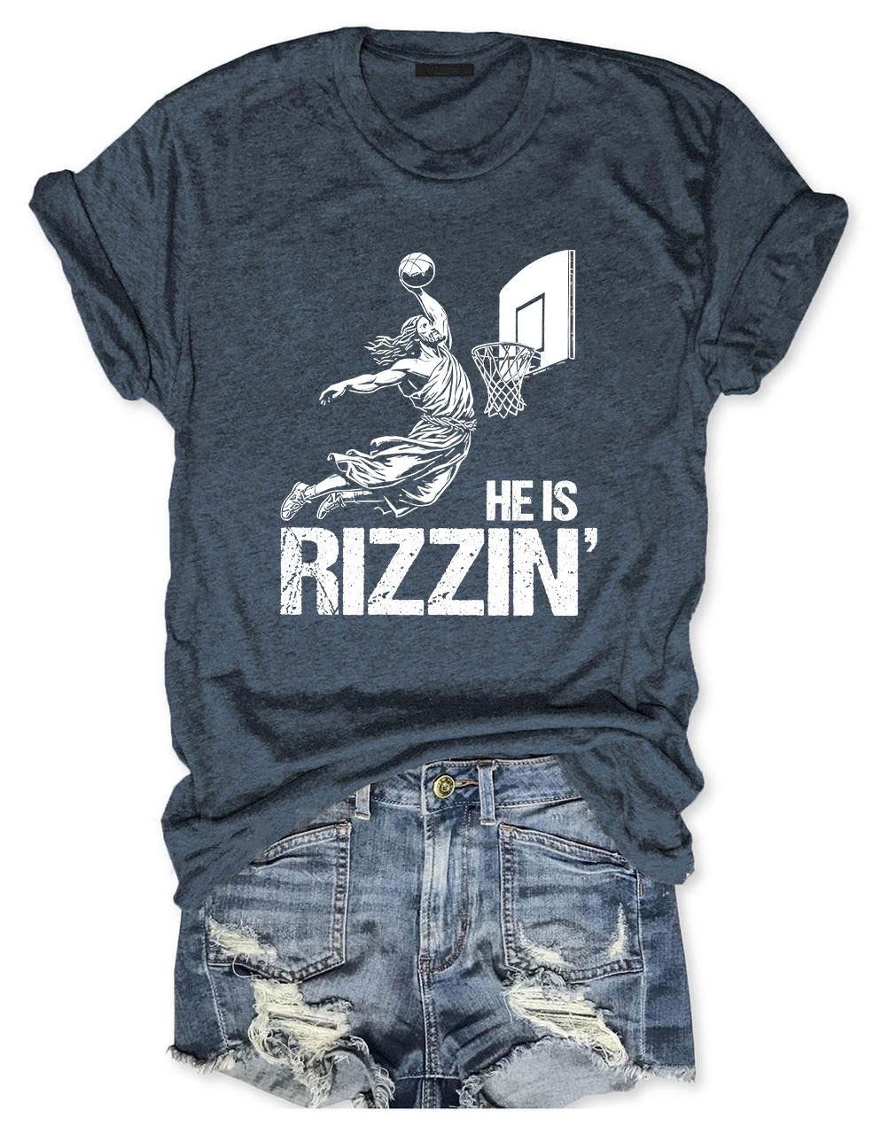 He is Rizzin Funny Jesus Playing Basketball T-shirt