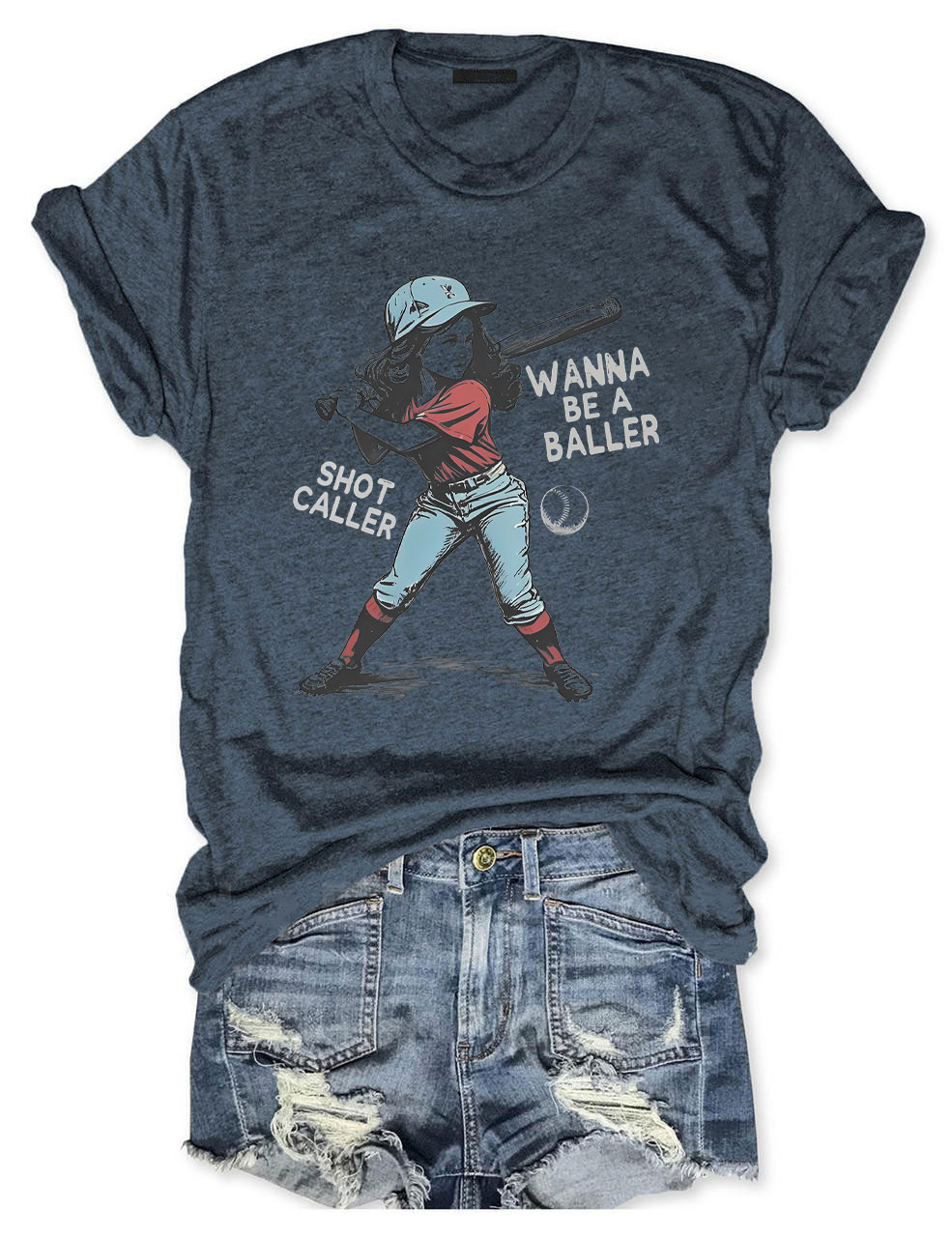 Wanna be a baller shot caller Retro baseball T-shirt