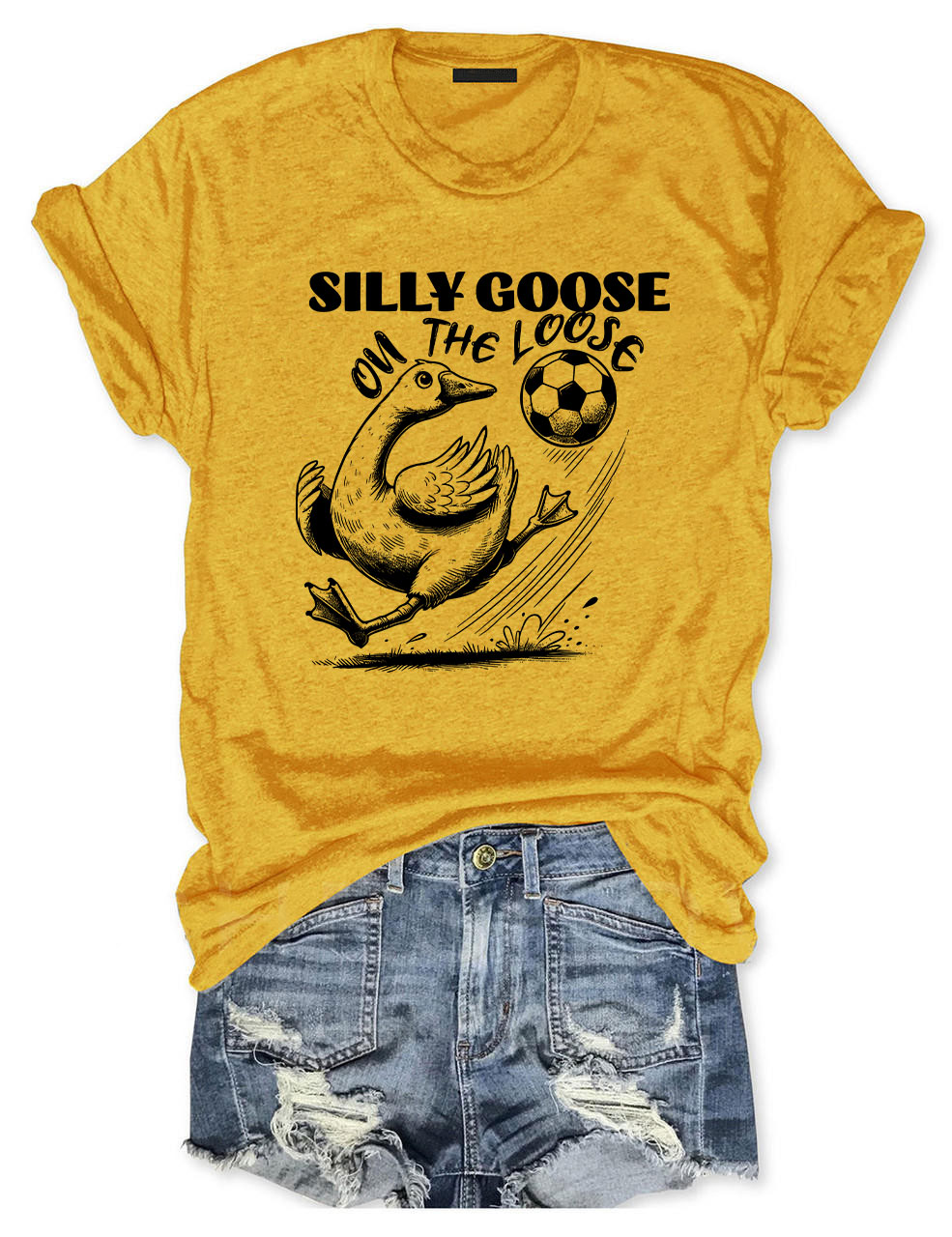 Silly Goose On The Loose Funny Soccer T-shirt