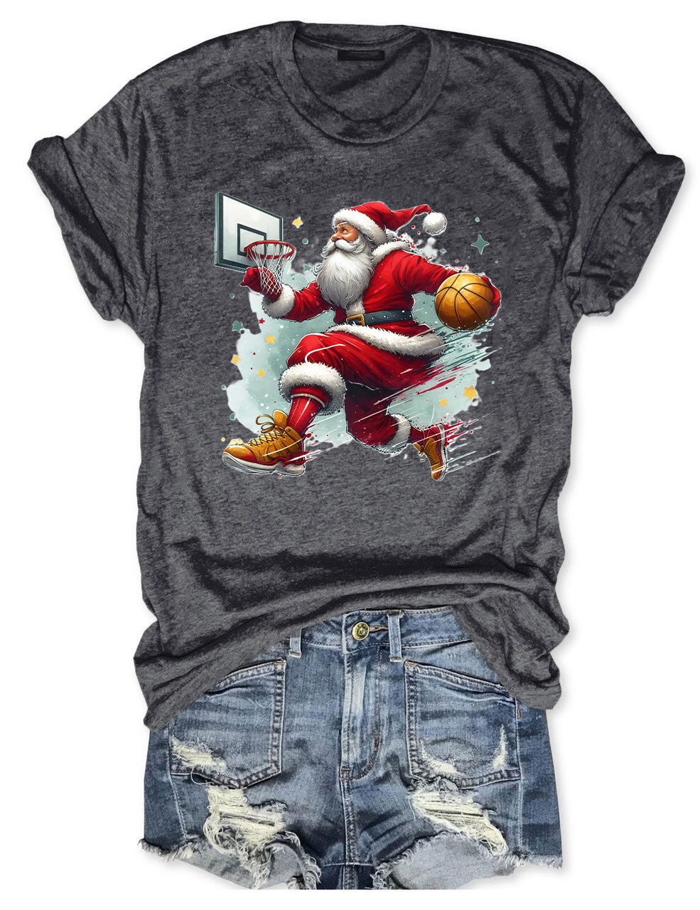 Funny Basketball Santa Merry Christmas T-shirt