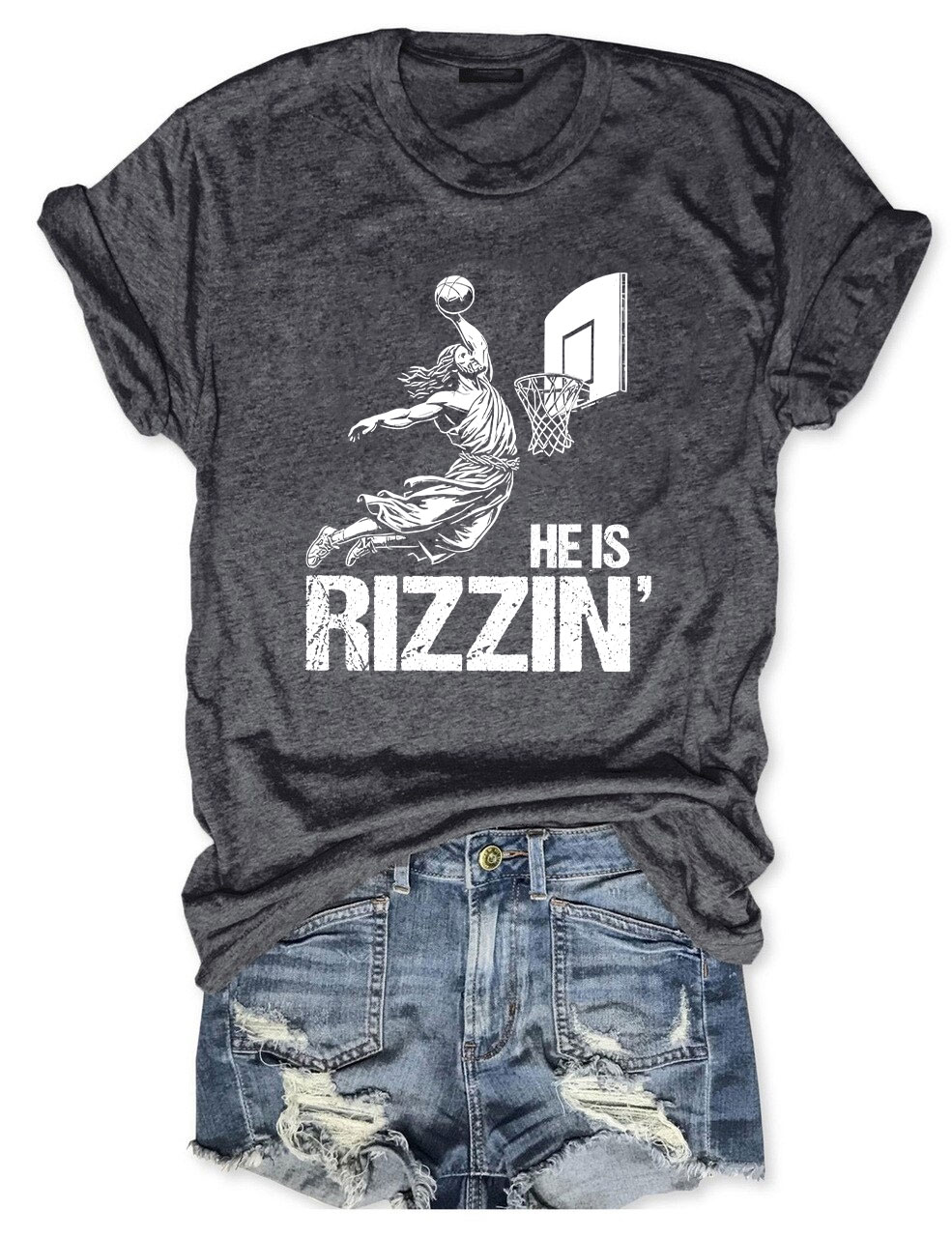 He is Rizzin Funny Jesus Playing Basketball T-shirt
