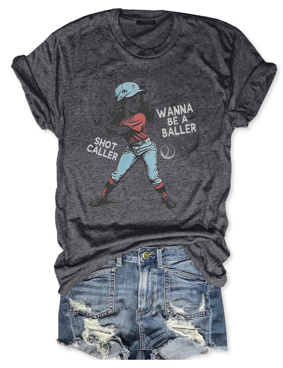 Wanna be a baller shot caller Retro baseball T-shirt