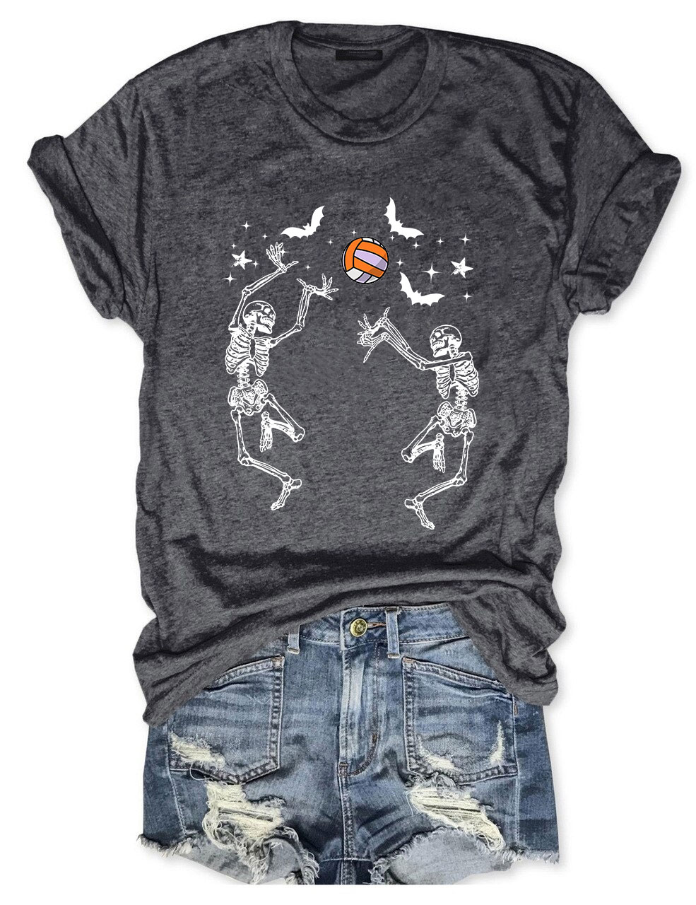 [图片] Dancing Skeletons Funny Halloween Volleyball T-shirt
