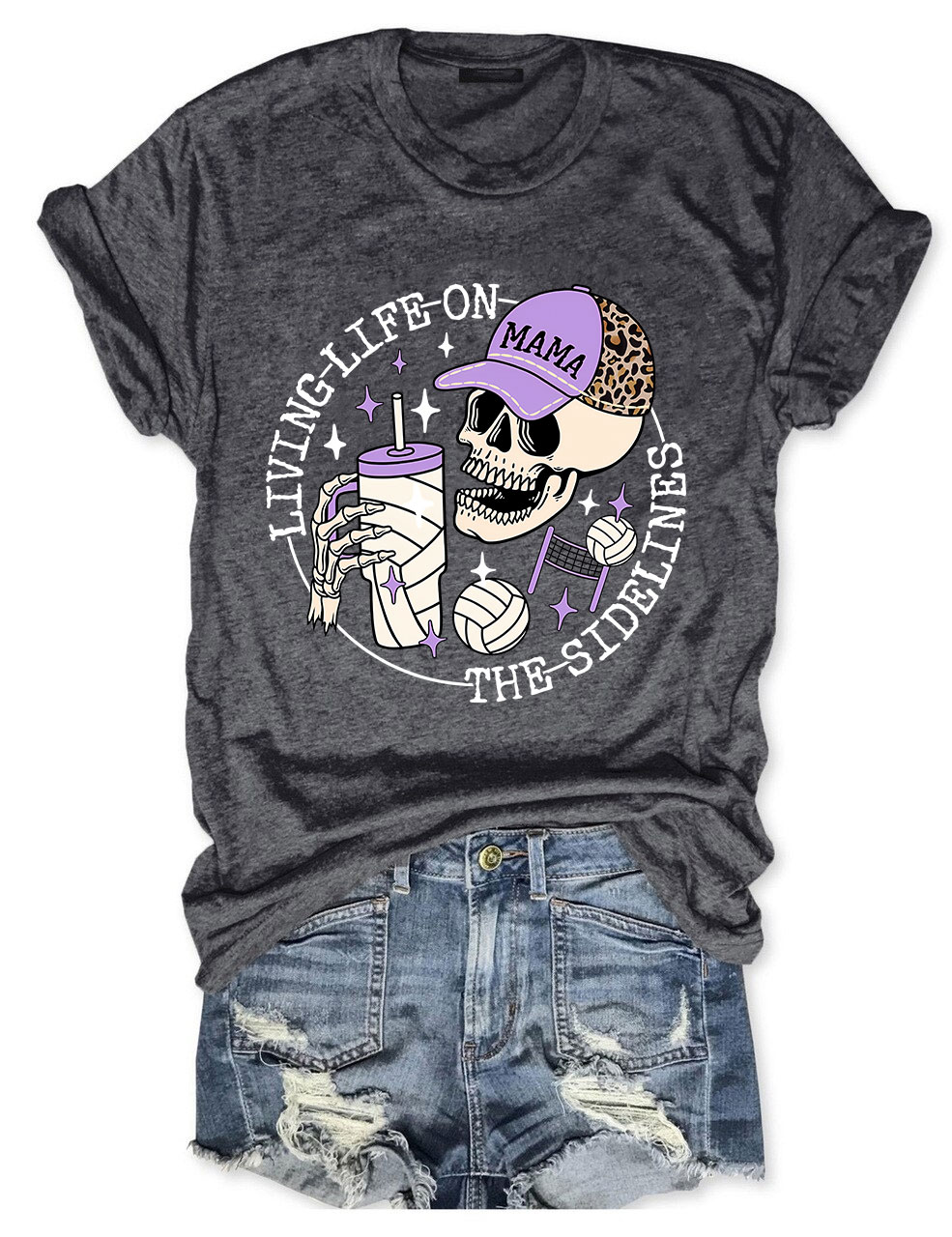 Living Life on the Bleachers Mama Skull Baseball Mom T-shirt