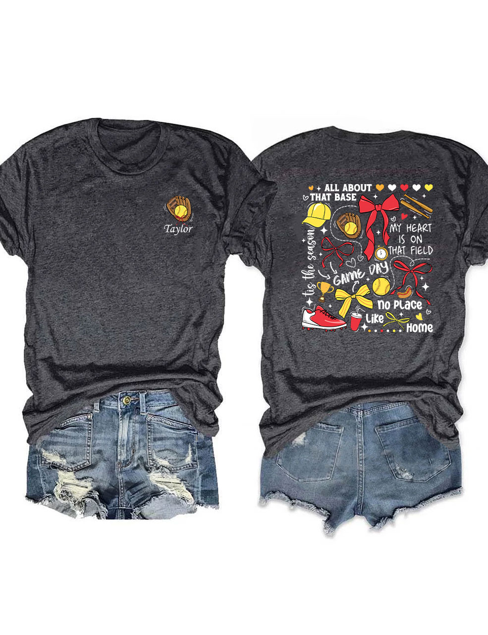 Custom Coquette Softball T-shirt