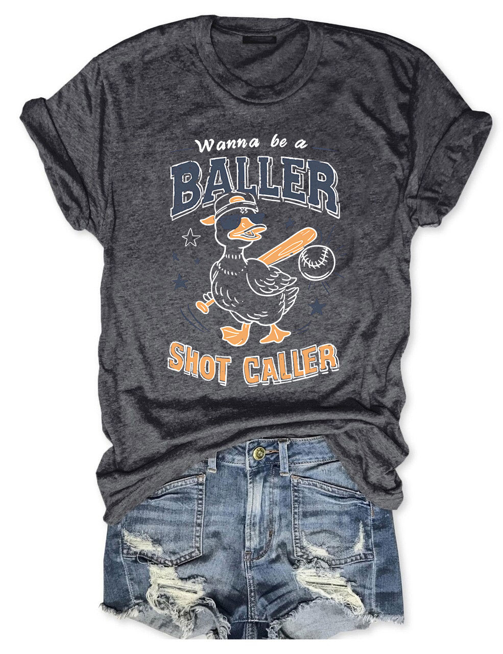 Wanna Be A Baller Shot Caller Funny Baseball T-Shirt