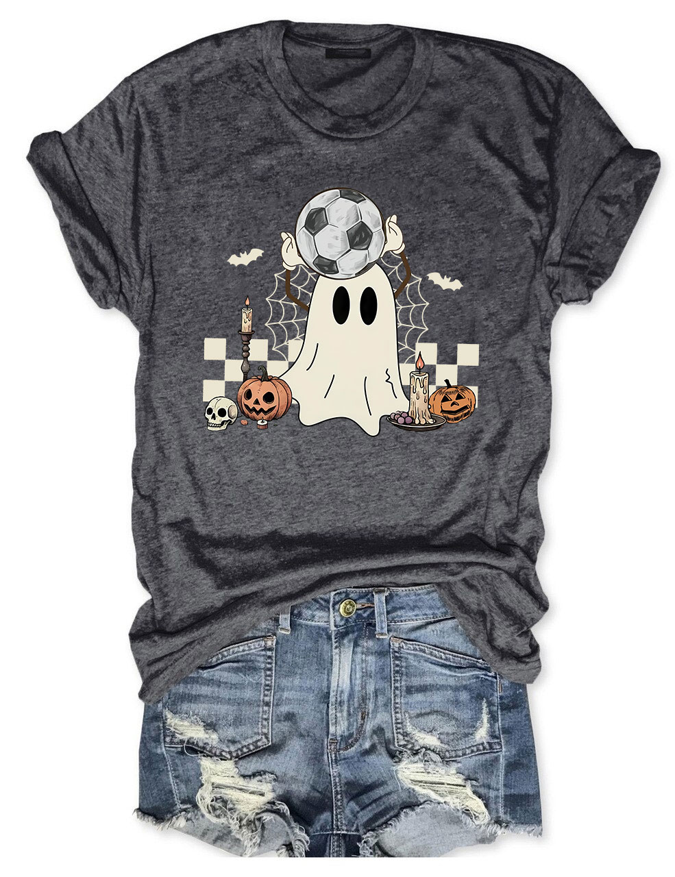 Retro Ghost Soccer Halloween T-Shirt