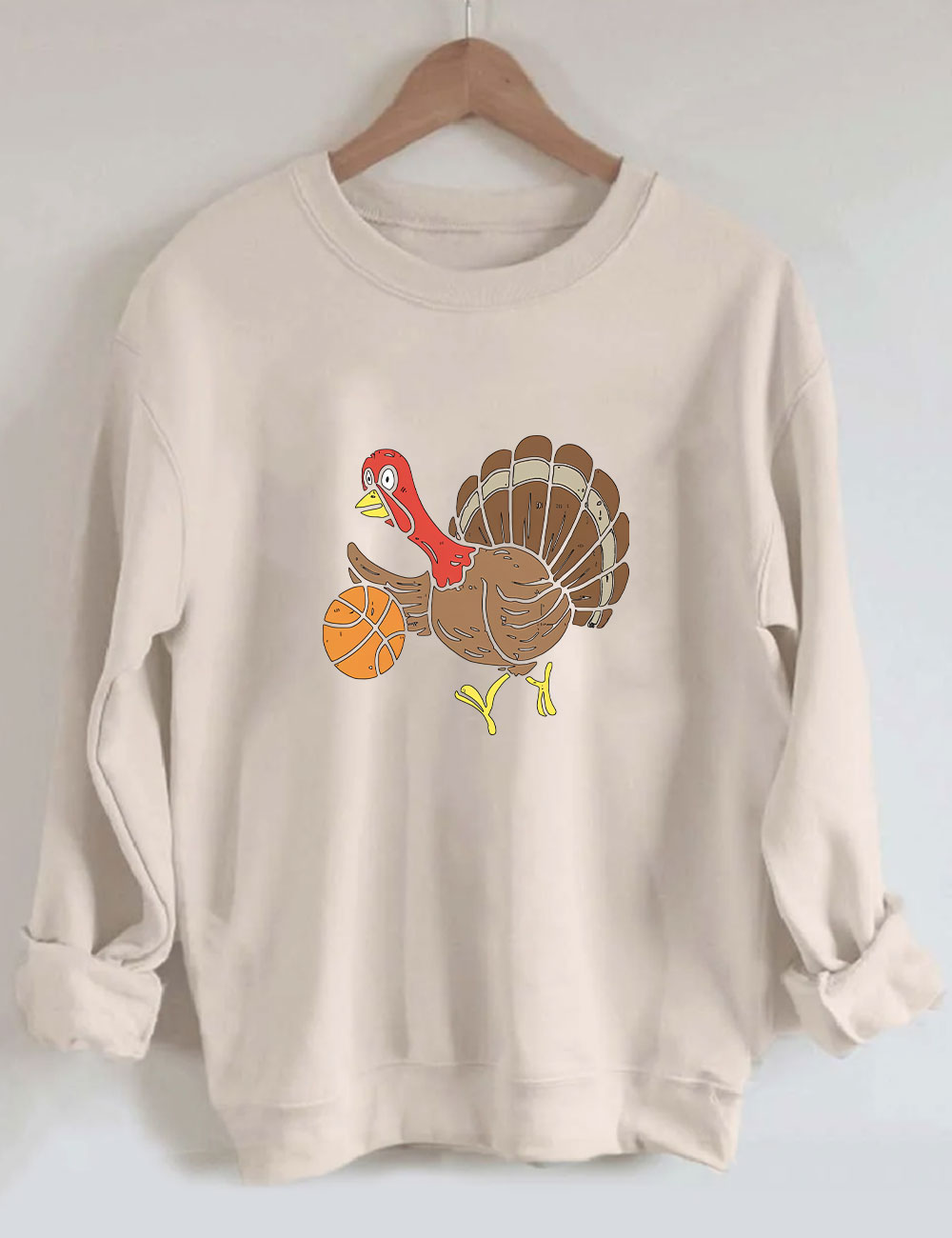 Cute Turkey Playing Basketball Sweatshirt