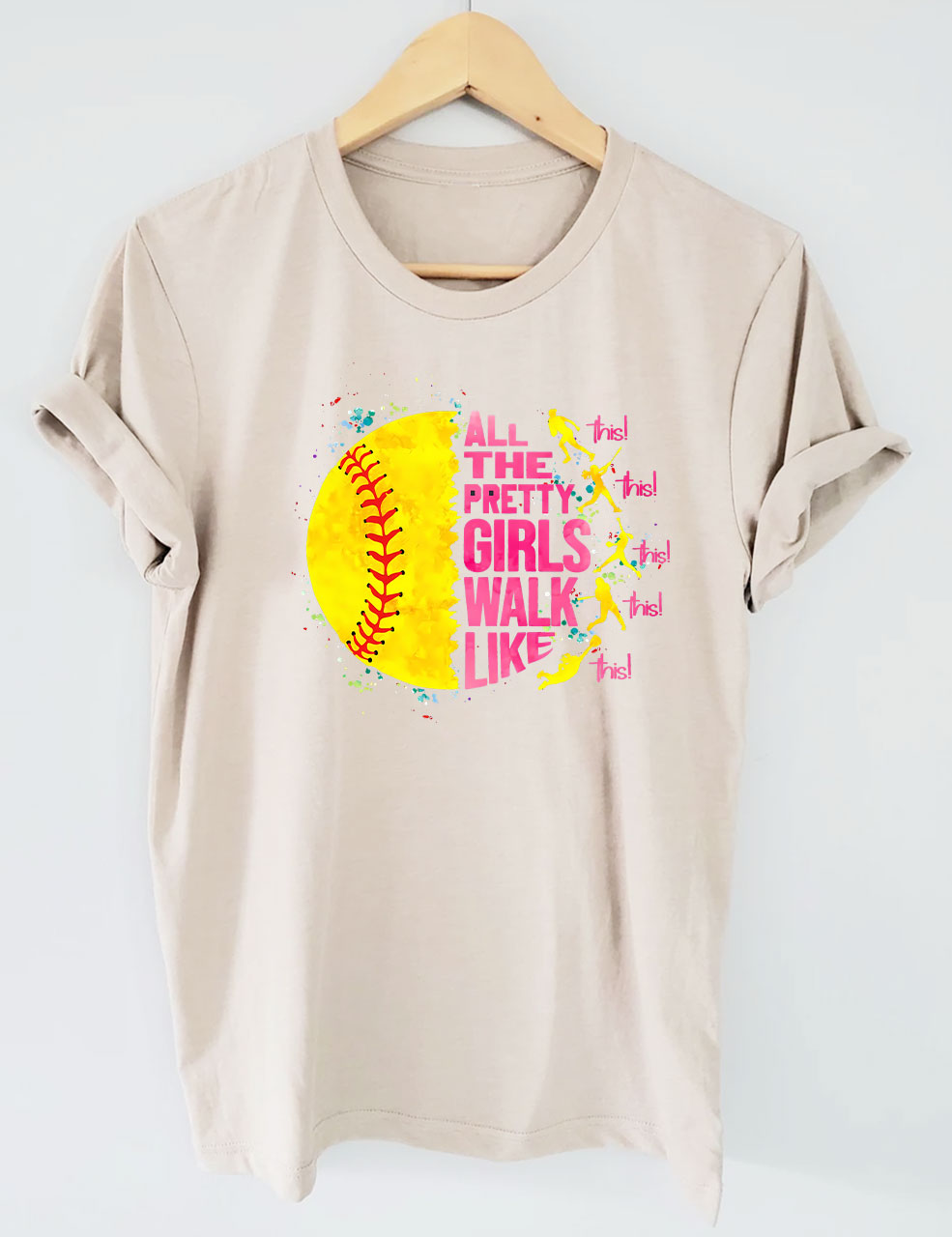All The Pretty Girls Walk Like This Softball Funny T-Shirt