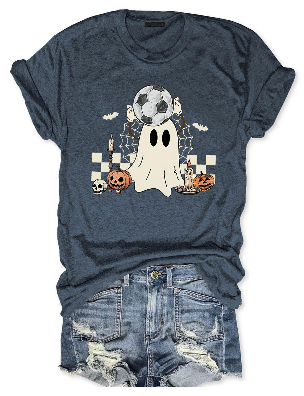 Retro Ghost Soccer Halloween T-Shirt