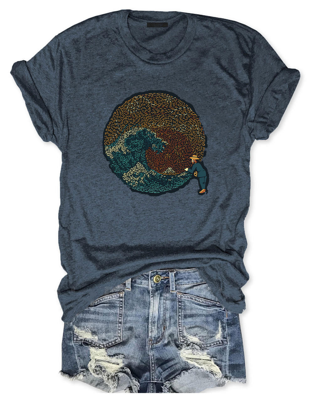 The Great Wave off Van Gogh by Tobe Fonseca Funny T-Shirt