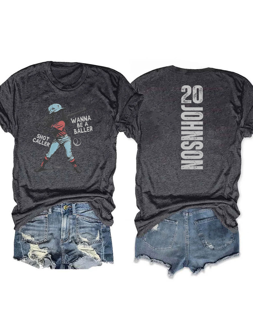 Custom Wanna be a baller shot caller Retro Baseball T-Shirt