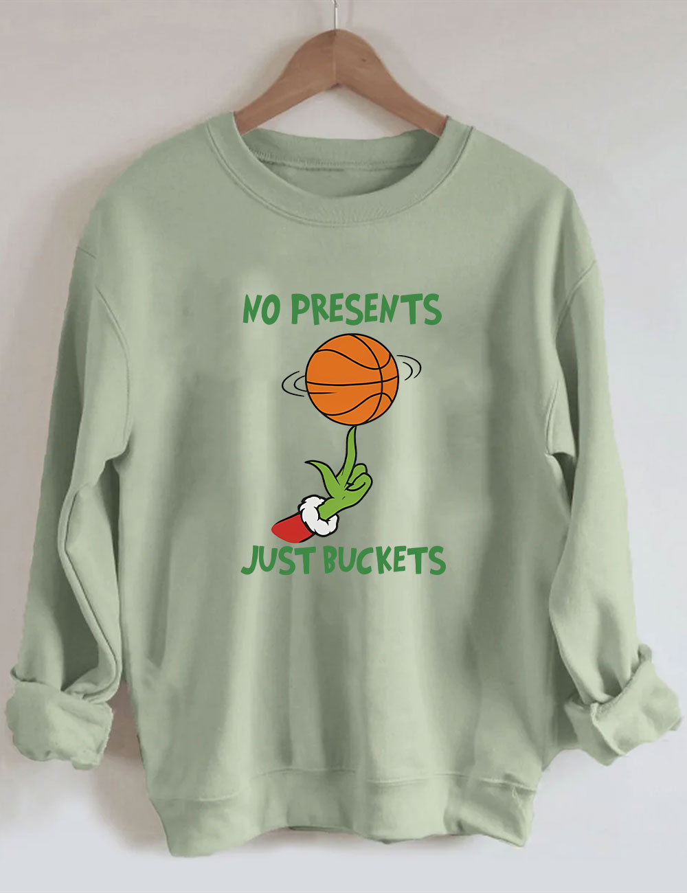 No Presents Just Buckets Grinch Basketball Sweatshirt