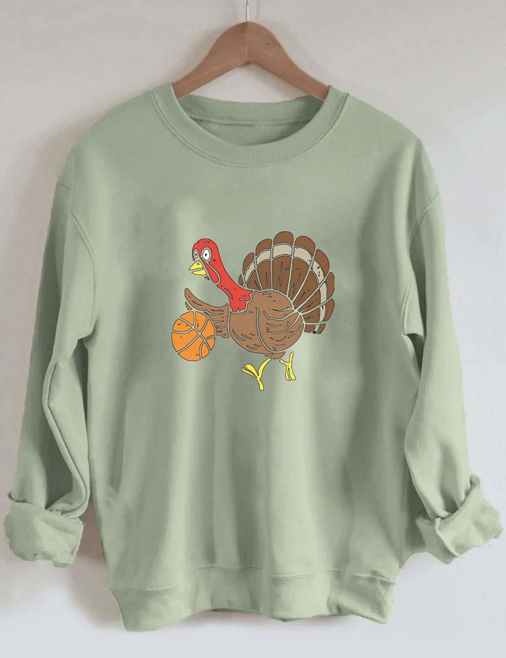 Cute Turkey Playing Basketball Sweatshirt
