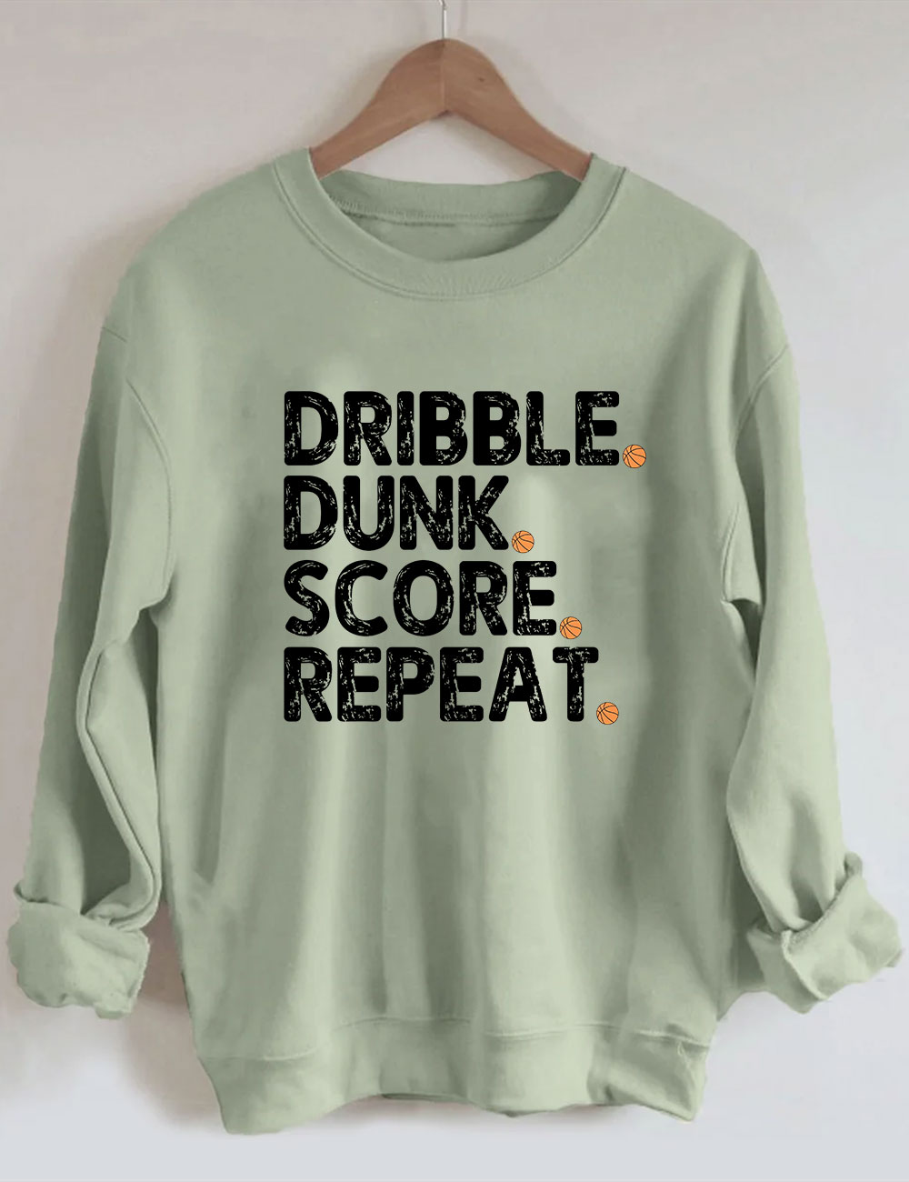 Dribble Dunk Score Repeat Funny Basketball Sweatshirt