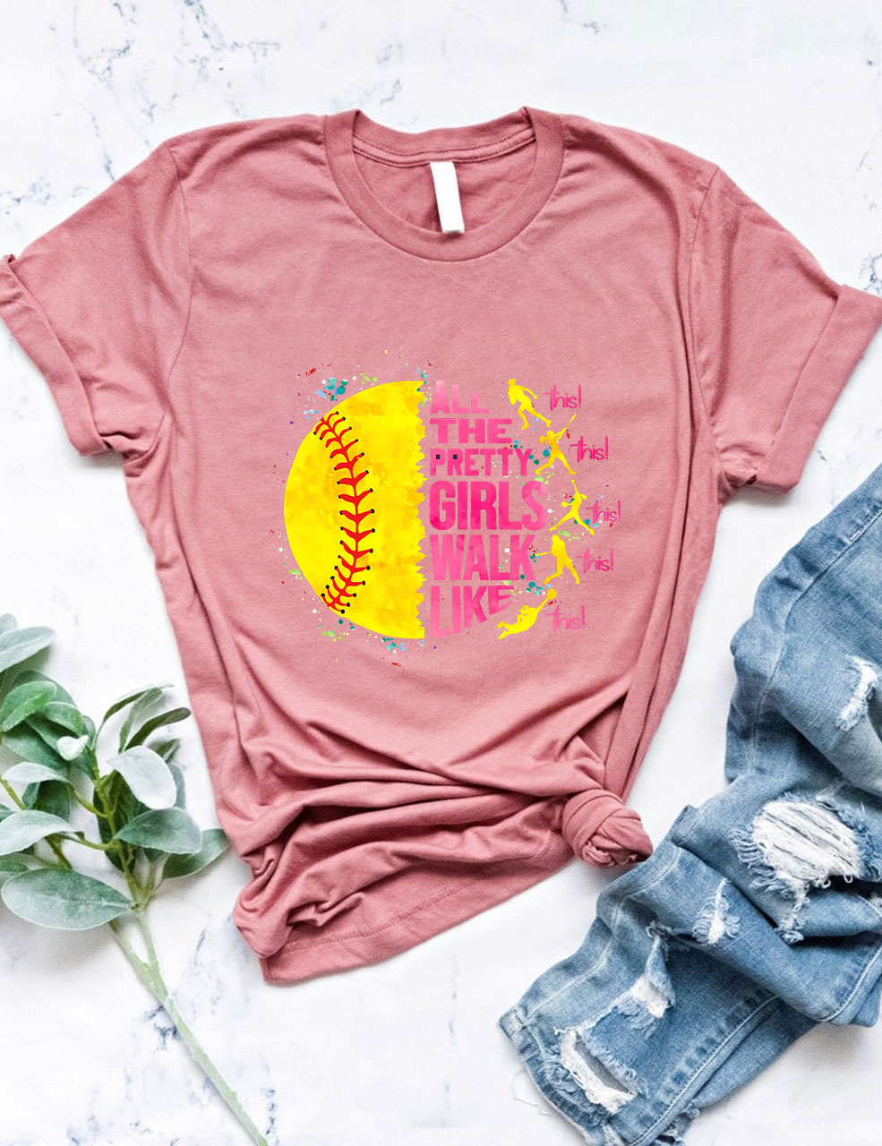 All The Pretty Girls Walk Like This Softball Funny T-Shirt