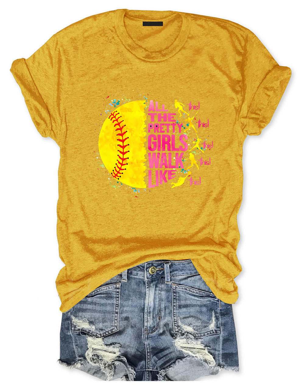 All The Pretty Girls Walk Like This Softball Funny T-Shirt