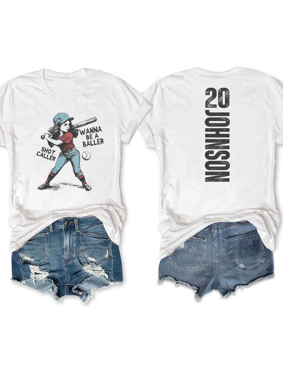 Custom Wanna be a baller shot caller Retro Baseball T-Shirt