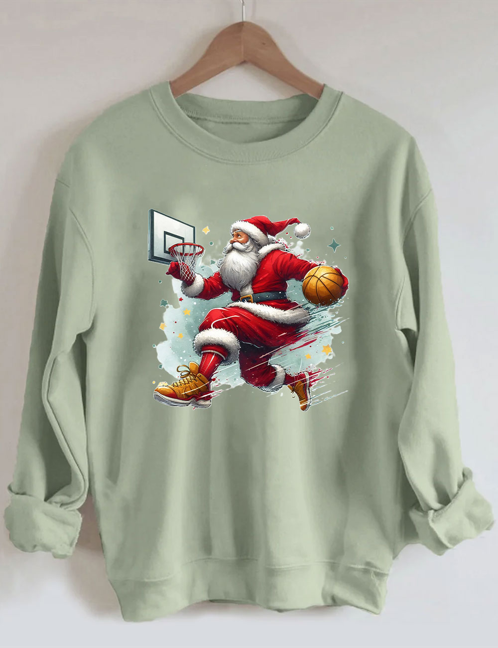 Funny Basketball Santa Merry Christmas Sweatshirt