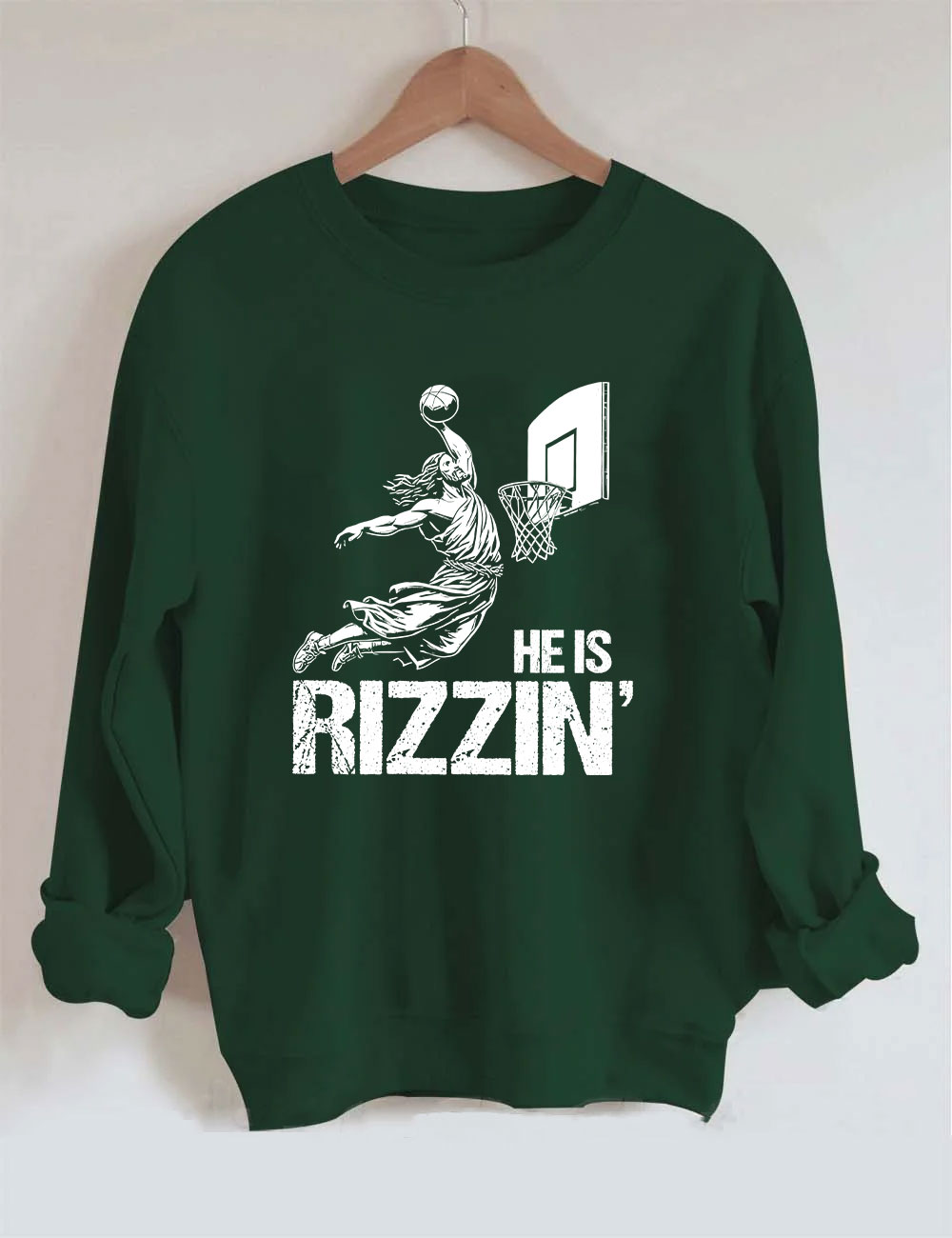 He is Rizzin Funny Jesus Playing Basketball Sweatshirt