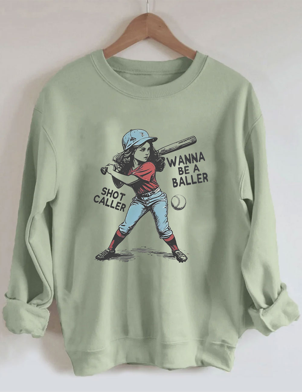 Wanna be a baller shot caller Retro baseball Sweatshirt