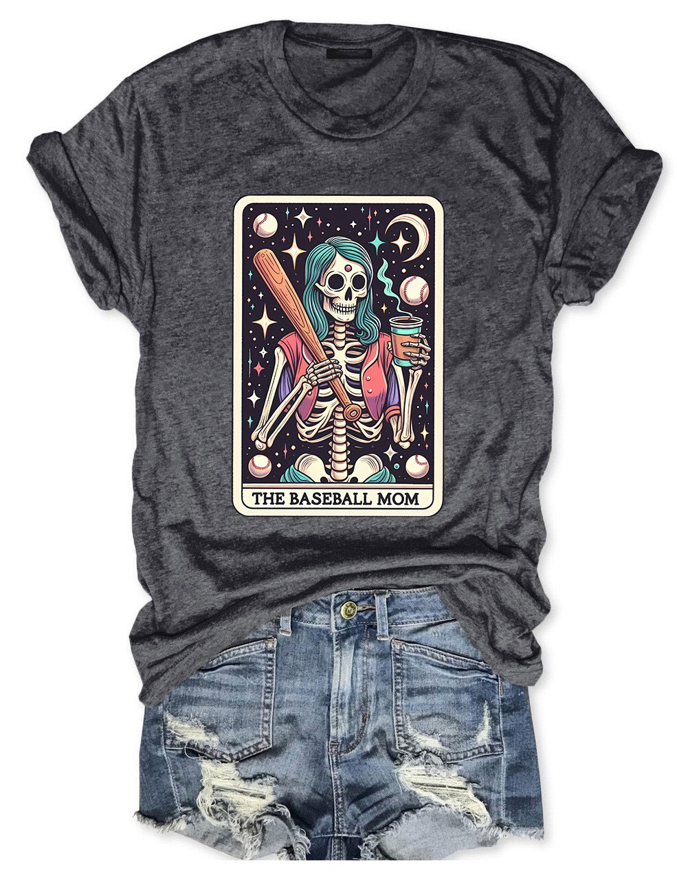 The Baseball Mom Tarot Card Skeleton T-shirt