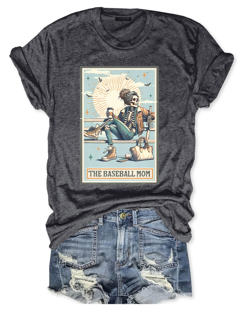 Funny Skeleton Baseball Mom Tarot Card T-shirt
