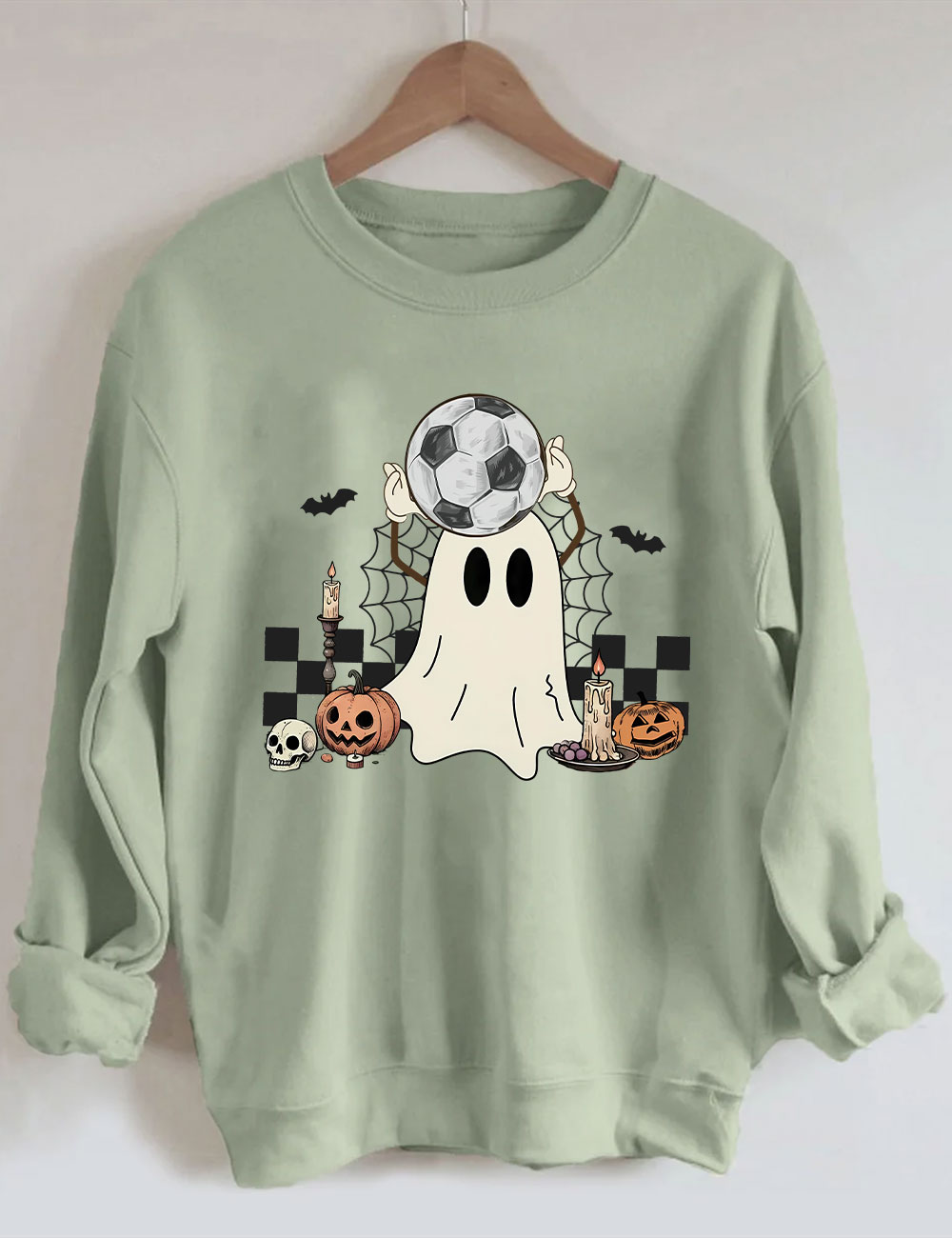 Retro Ghost Soccer Halloween Sweatshirt