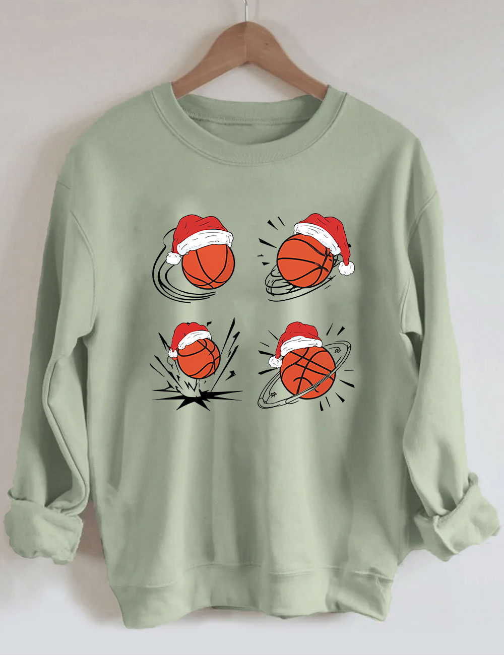 Santa Hat  Basketball Christmas Sweatshirt