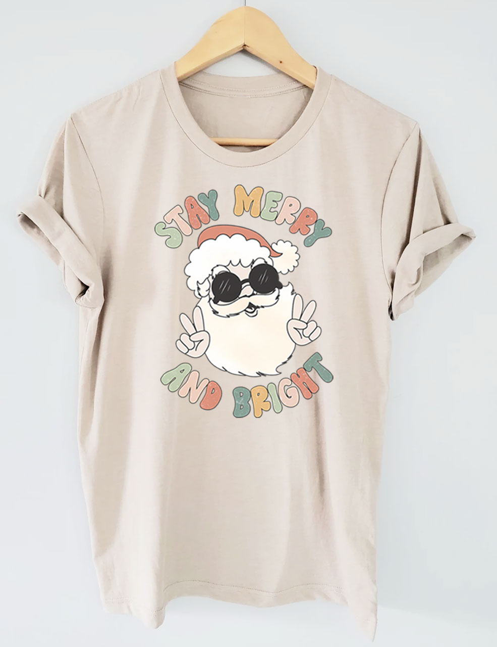 Retro Merry and Bright Santa T-Shirt