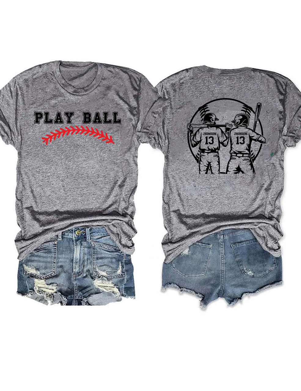 Custom 2 Player Baseball Mom T-Shirt