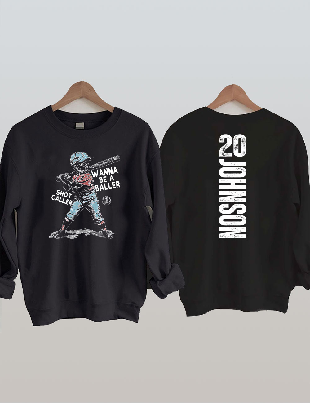 Custom Wanna be a baller shot caller Retro Baseball Sweatshirt