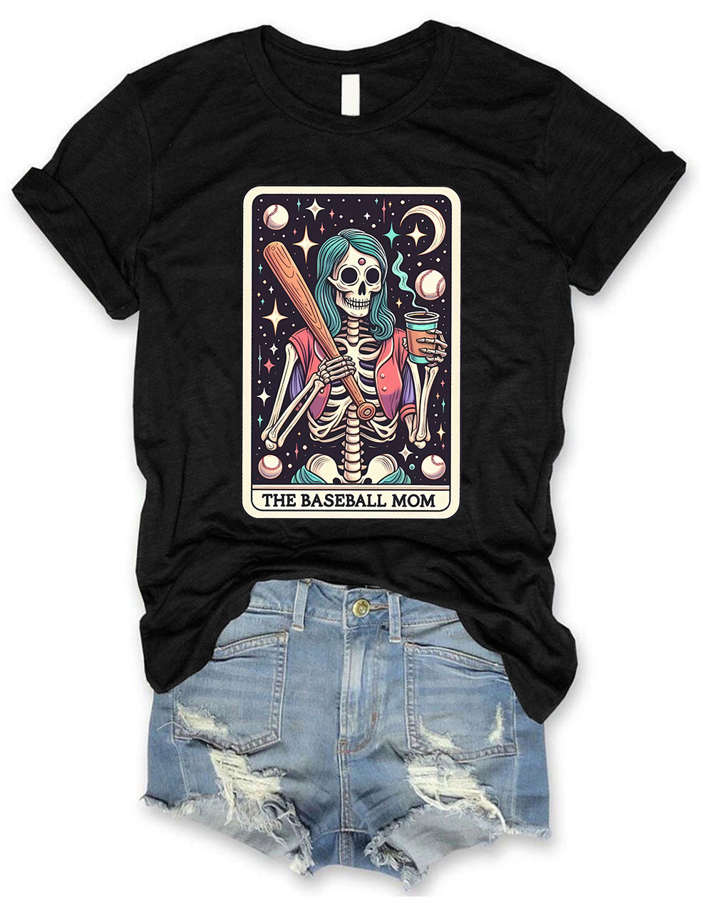 The Baseball Mom Tarot Card Skeleton T-shirt