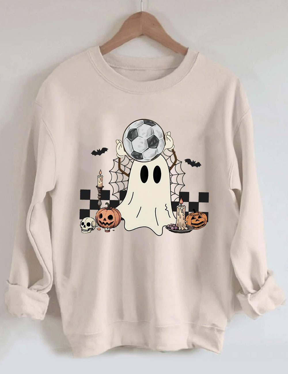 Retro Ghost Soccer Halloween Sweatshirt