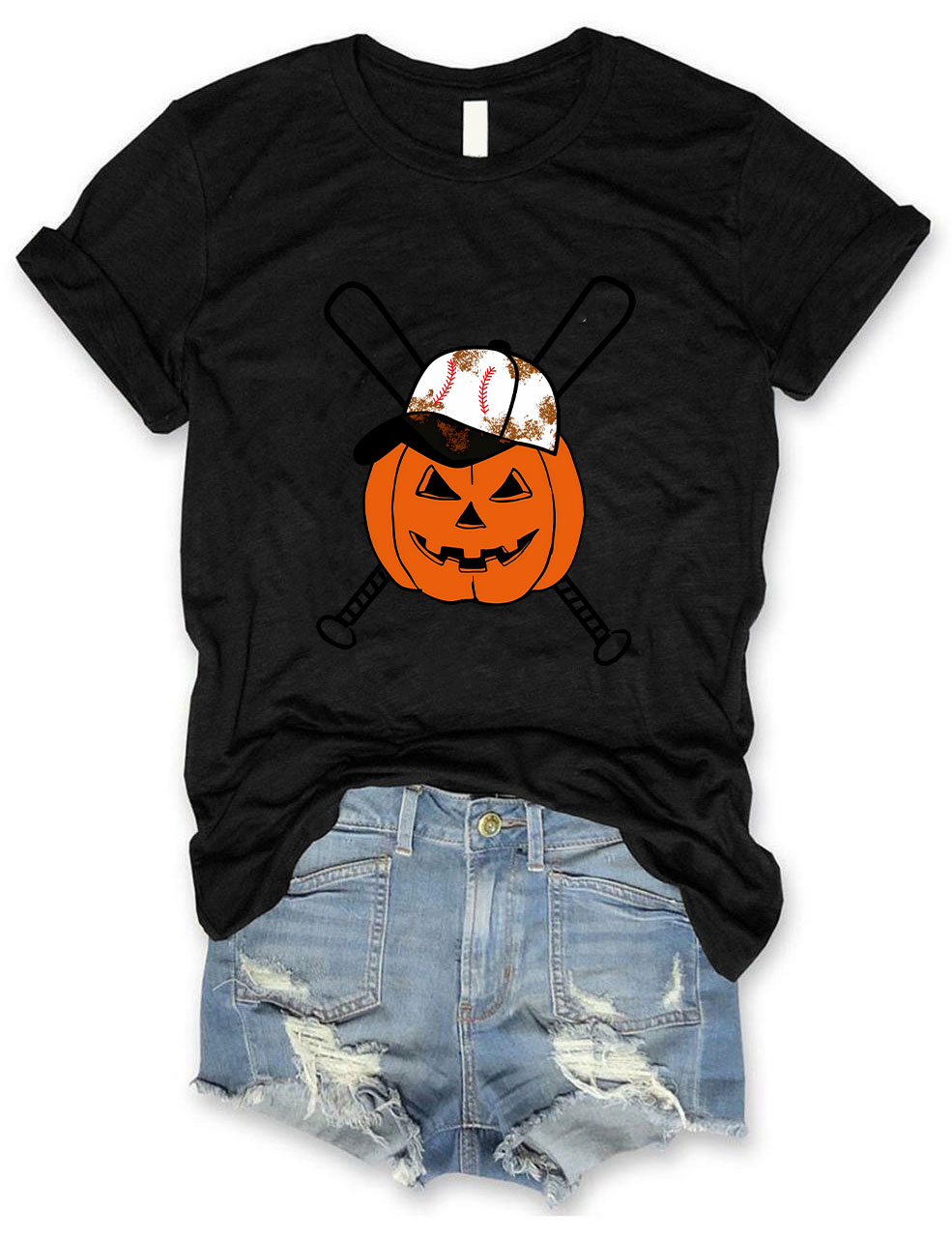 Halloween Pumpkin Baseball Funny T-Shirt