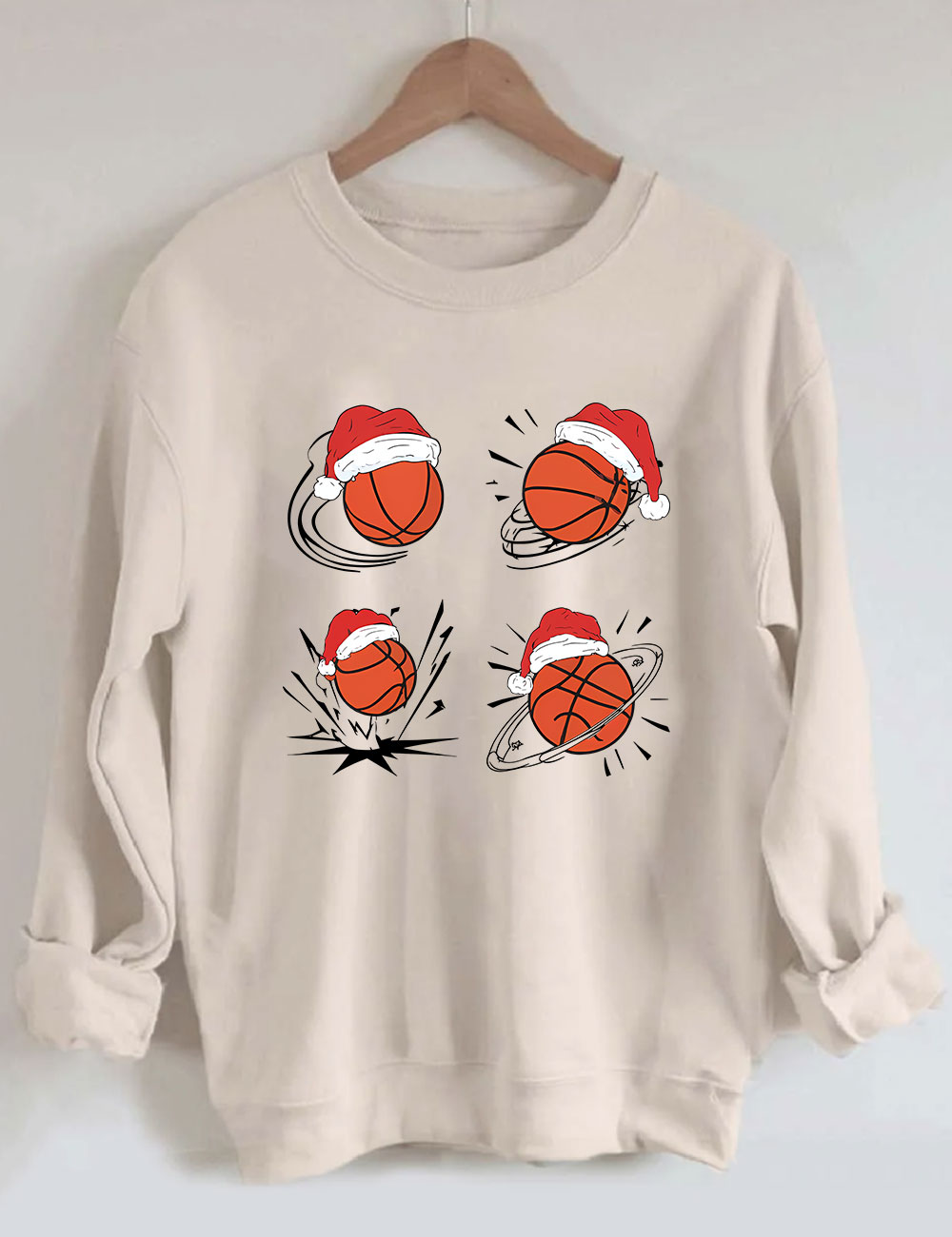 Santa Hat  Basketball Christmas Sweatshirt