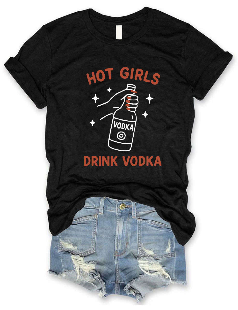 Hot Girls Drink Vodka Funny T-Shirt