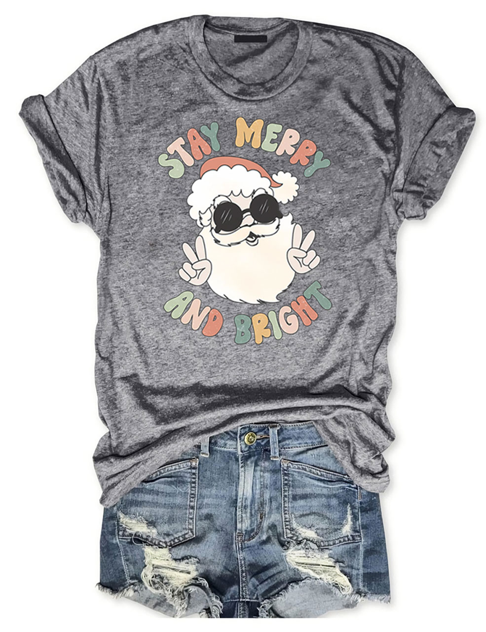 Retro Merry and Bright Santa T-Shirt