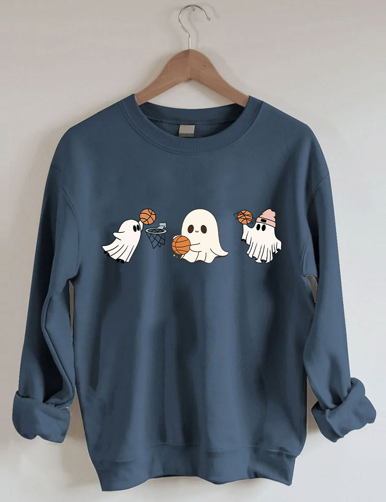 Halloween Ghost Basketball Sweatshirt
