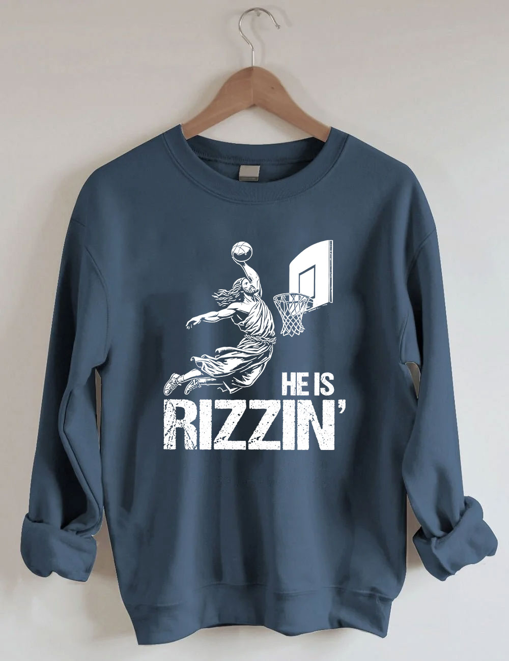 He is Rizzin Funny Jesus Playing Basketball Sweatshirt