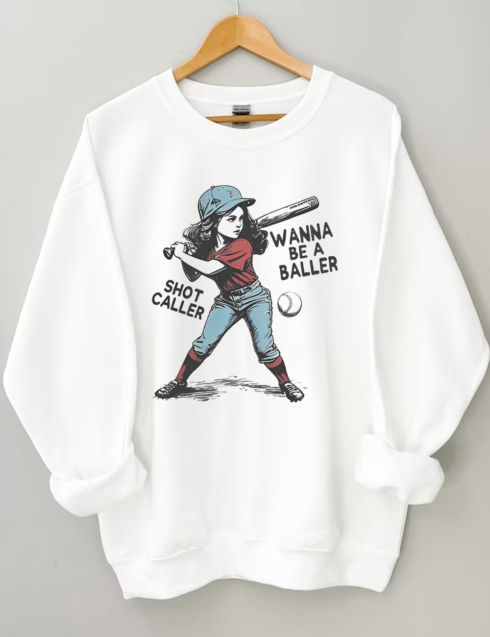Wanna be a baller shot caller Retro baseball Sweatshirt
