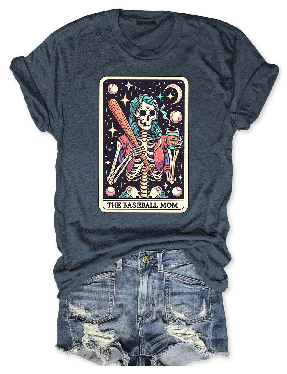 The Baseball Mom Tarot Card Skeleton T-shirt