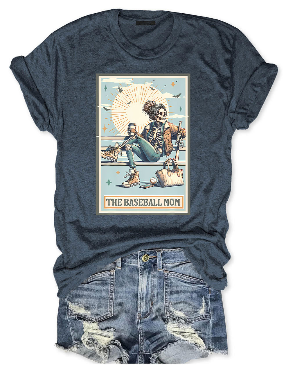 Funny Skeleton Baseball Mom Tarot Card T-shirt