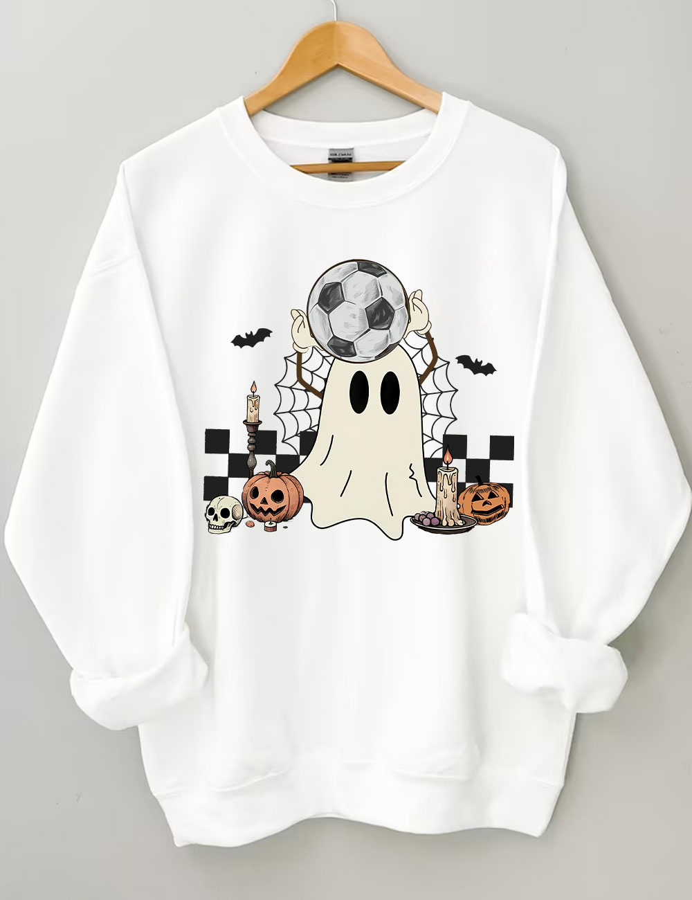 Retro Ghost Soccer Halloween Sweatshirt