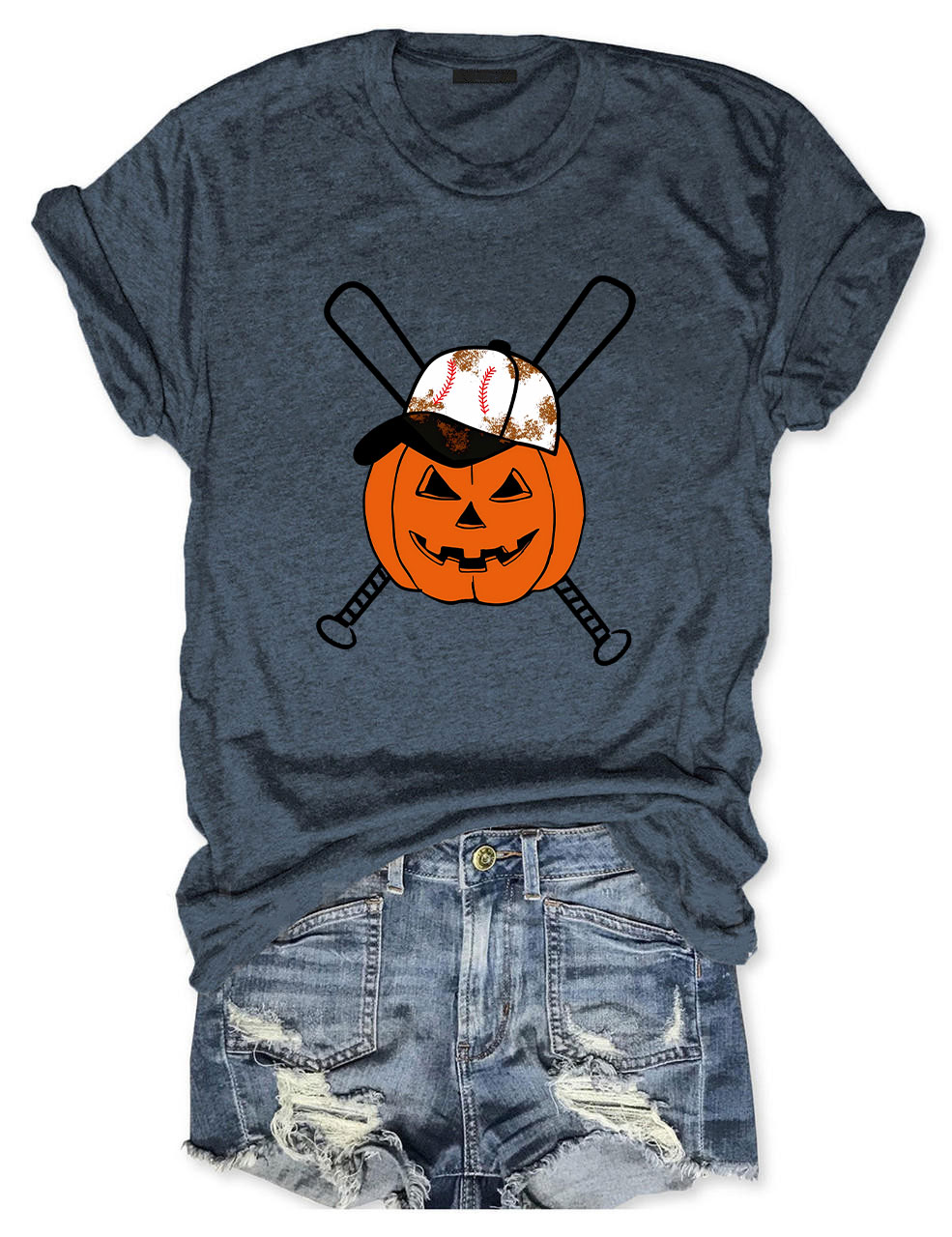 Halloween Pumpkin Baseball Funny T-Shirt